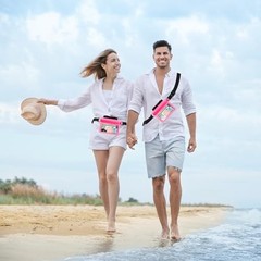 Large Floating Waterproof Phone Pouch with Adjustable Waist Strap, Water Pink