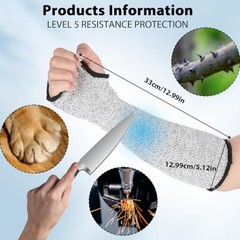 Breathable Level 5 Cut Resistant Sleeves Pair for Work and Outdoor Tasks