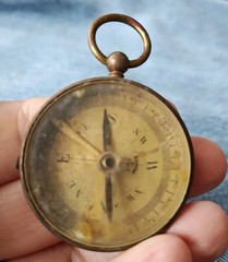 Antique Brass Compass Made In France