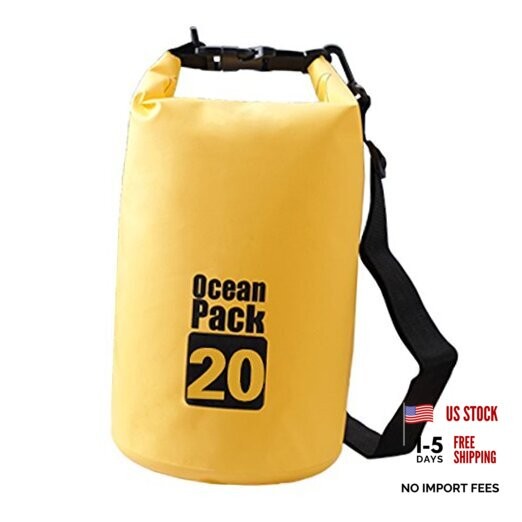 Dry Sack/Floating Waterproof Bag 2L/5L/10L//30L for Boating, 20L Yellow