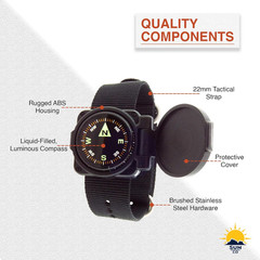 Armarmour 1 – Shielded Wrist Compass with Rugged Tactical Strap | Compass with C