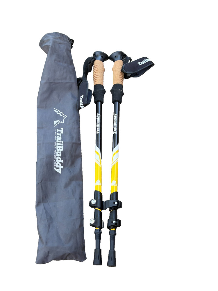 Set of Trail Buddy Trekking Poles 105-135CM Yellow W/Bag – 86