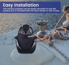 Flush Mount Boat Compass – Suction Dashboard Navigation Marine Compass – Illumin