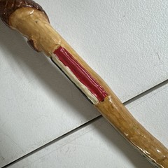 Walking Stick Hand Carved And Painted With Snake And Flags