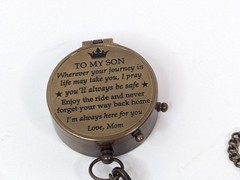 Gift for Son from Mom Dad | Engraved Compass 2″ Father to Son Gifts Mom to Son