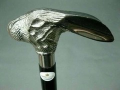Aluminum rabbit head handle vintage Antique black wooden cane walking stick