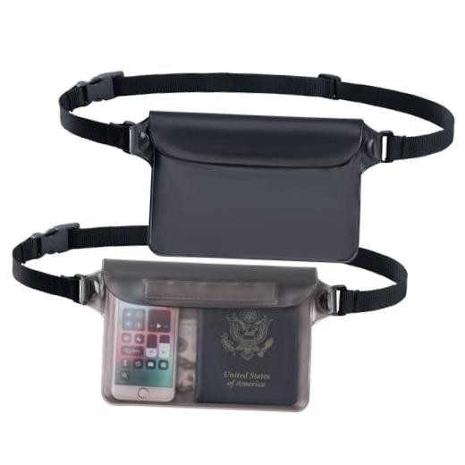 CADONO 2-Pack Waterproof Pouch with Adjustable Waist Strap | Screen Touch Black