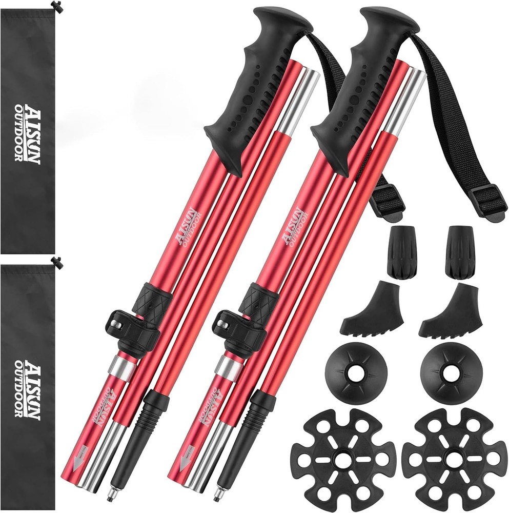 Lightweight Aluminum Adjustable Trekking Poles for Hiking, 1 Pair