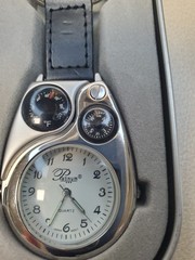 Compass Multifunctional Magnifying Lens Watch Temp & Clip Keychain