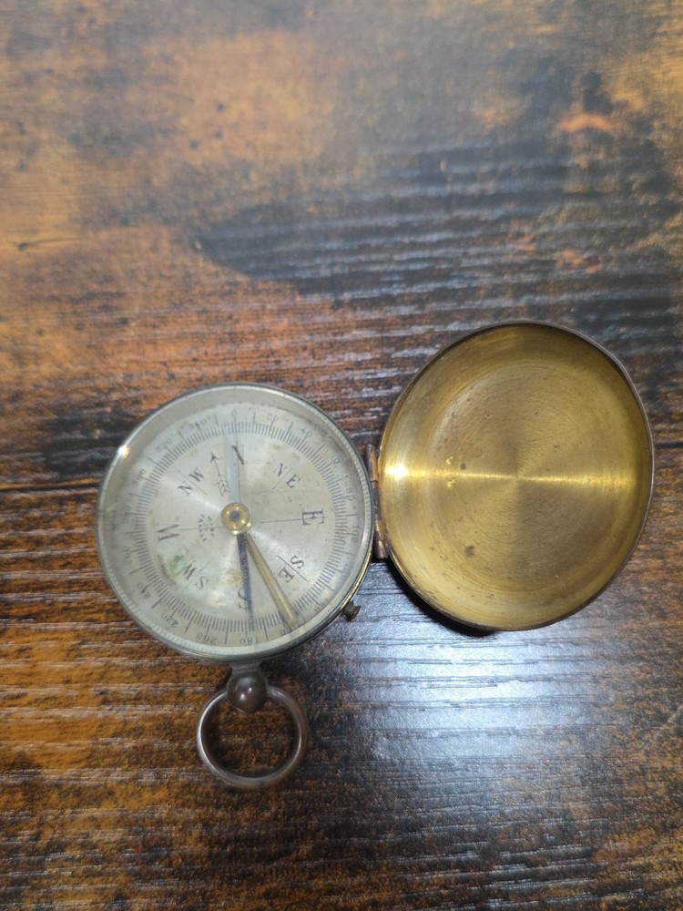 Antique Brass  Pocket Compass  Made in France