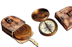 2.5″ Robert Frost Poem Compass with Handmade Leather Carry Case Free Rustic V…