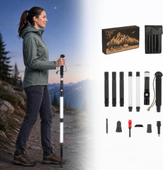 LED Smart Lighting Trekking Pole, Tactical Survival Hiking Stick, Height Adjusta