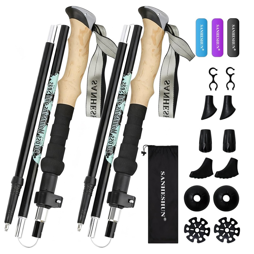 Aluminum Trekking Poles 5 Section Anti Shock Pair