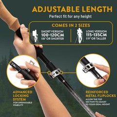 Walking Sticks Collapsible Hiking Poles 2 Pcs Lightweight Aluminum Metal Locks