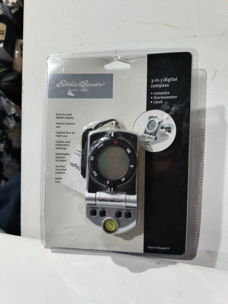 Eddie Bauer Digital Trail Compass, Thermometer and Clock EB9980CP NEW SEALED