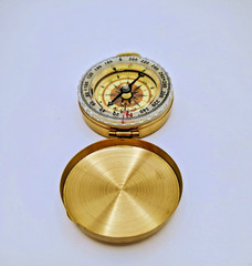 Brass Compass with Key Chain Ring Camping Hiking Hunting Survival