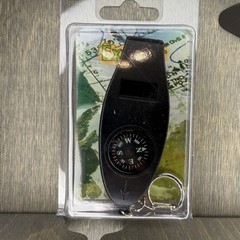 Multifunction Compass Keychain 4 in 1 Whistle Magnifier Compass Thermometer NEW