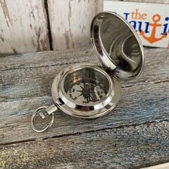 Silver Finish Brass Push Button Compass – Pocket Style – Nautical Navigation