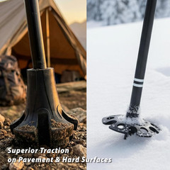 Trekking Pole Tips and Snow Baskets Kit (8-Piece Set) – 4 Heavy Duty 10Mm Rubber