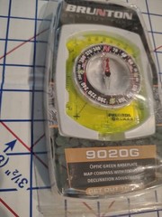 Brunton Map Compass 9020G with Optic Green Baseplate Declination Adjustment. NEW