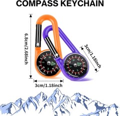 12 Pcs Mini Compass Keychain, Small Pocket Magnetic Compass Survival Hiking