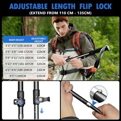Aluminum Alloy 7075 Adjustable Collapsible Hiking Pole – 1 Pack