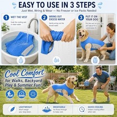 Dog Cooling Vest for Hot Weather，Dual-Layer Water-Holding Side Panels XL Blue