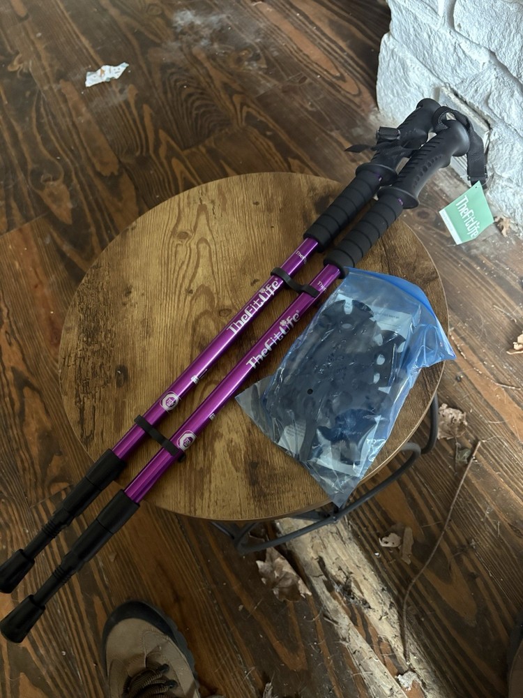 Fit Life Trekking Poles Telescopic Anti-Shock Walking Sticks NIB w/accessories
