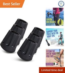 Universal 11mm Trekking Pole Tips – 6 Durable Rubber Tips for Enhanced Traction