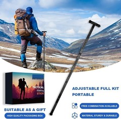 Bastones tácticos de senderismo – Bastones de trekking para acampar (Negra) NEW