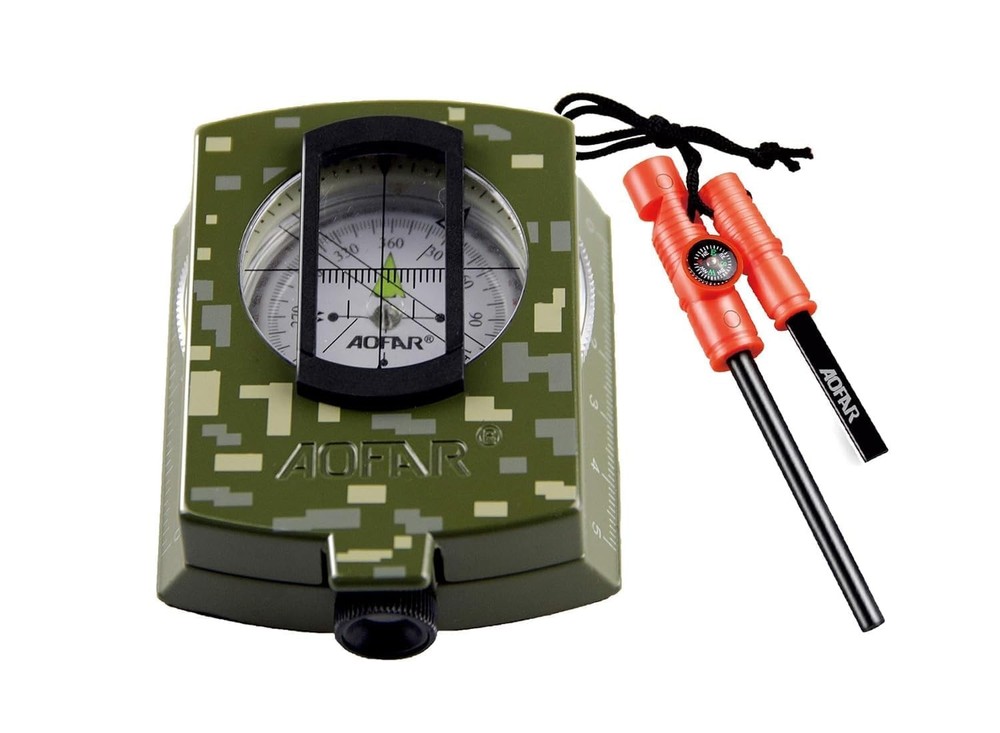 Military Compass and Fire Starter AF-4580/381 Lensatic Sighting, Survival Kit…
