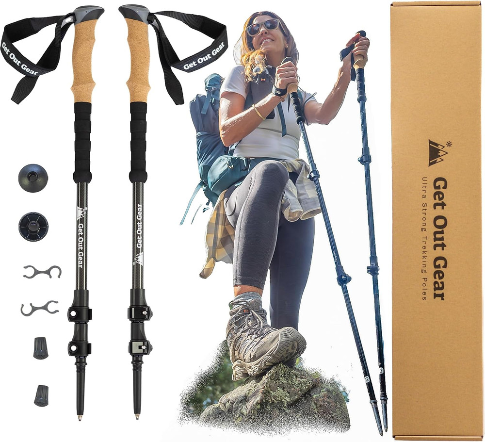 Goat Stix Heavy-Duty Carbon Fiber Trekking Poles, 50 Percent Thicker 1.5 Mm Wall
