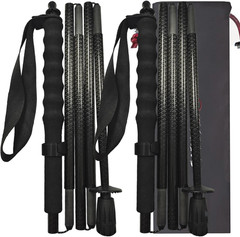 5-Section Carbon Fiber Trekking Poles, Lightweight and Durable 2-Pack, Foldable,