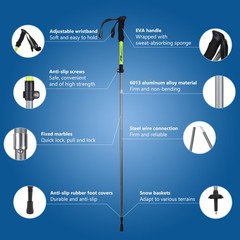 Pair of 2 Trekking Poles Walking Hiking Sticks Anti-shock Adjustable Alpenstock