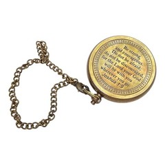 Vintage-Style Brass Compass with Chain and Leather Case Be Strong & Courageous