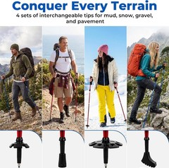 Lightweight Adjustable Aluminum Trekking Poles Set 4 Pcs