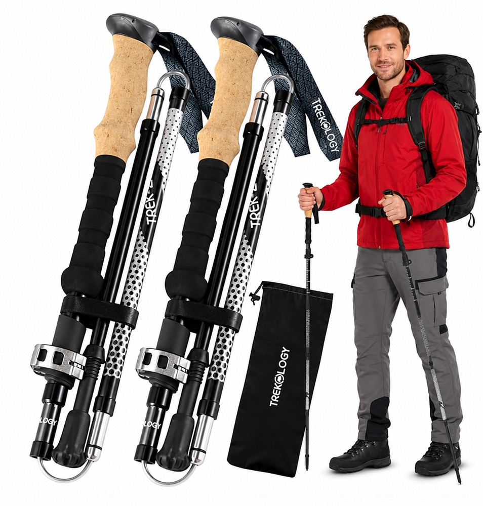 Trekology Trek-Z Folding Adjustable Hiking & Trekking Poles 100-120cm NEW