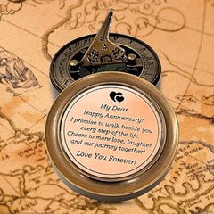Vintage Brass Compass Set in Exquisite Leather Case