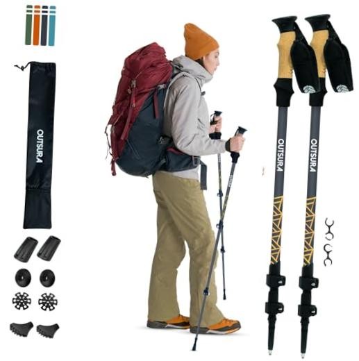 Carbon Fiber Hiking Stick 2 Pack – Professional Grade, Charcoal Gray