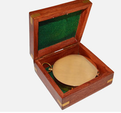 Large 4″ Brass Compass & Rosewood Storage Box, Fully Functional, Nautical Pirate