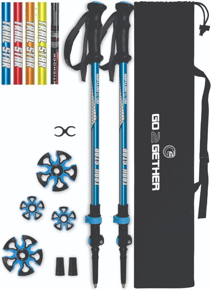 Trekking Hiking Pole Aluminum/Fiberglass/Bamboo Quick adjustable Lock 1 pair