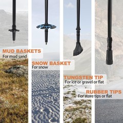 Aluminum Trekking Poles Quick Adjustable Locks Comfort Handle Walking Sticks