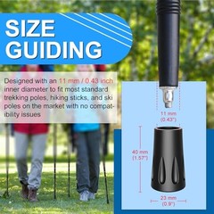 Trekking Pole Tips, 8 Pcs Anti-Slip and Shock Absorbing Rubber Feets for Black