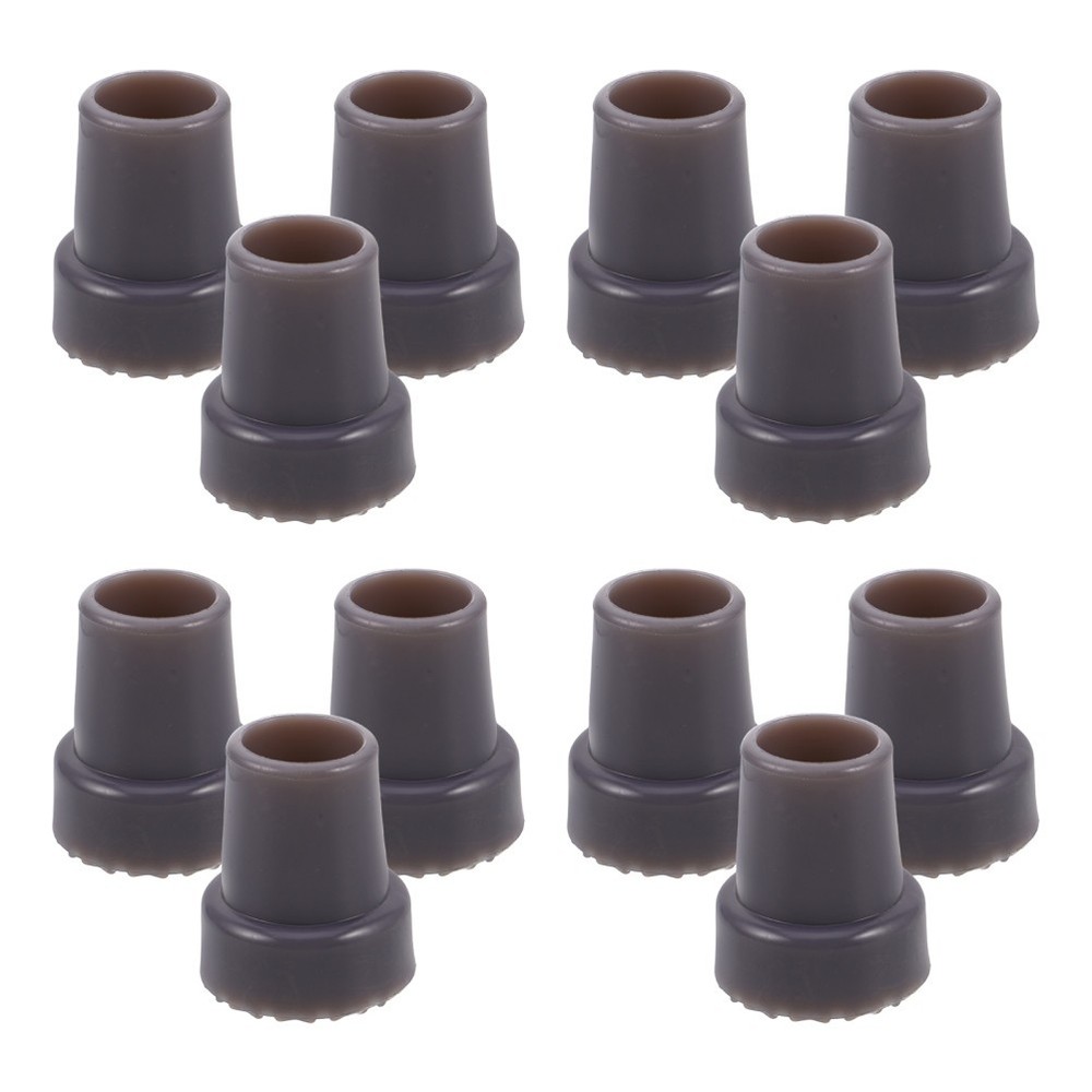 12Pcs Reusable Rubber Walking Cane Tips for Stability Heavy Duty Grey Caps