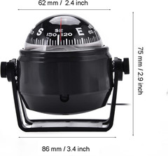 Car Compass Marine Dash Mount, LED Boat Compasses with Adjustable Mounting Brack