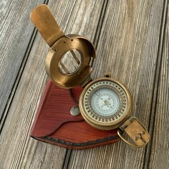 Antique Two Ton Military Compass~Pocket Compass Marine Ship Instrument Handmade