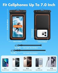 Floating Waterproof Phone Pouch 2 Pack, IPX8 Waterproof Phone Case 7.0 inch