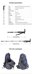 Portable Folding Trekking Pole Alpenstock Adjustable Height Lightweight Hiking W