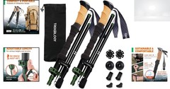 Trekking Poles Lightweight Folding Adjustable Aluminum Cork Grip Hiking Stick…