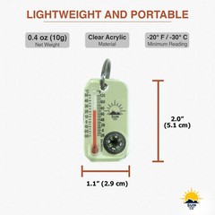 Sun Company LumaGage – Glow-in-the-Dark Zipper Pull Compass & Thermometer